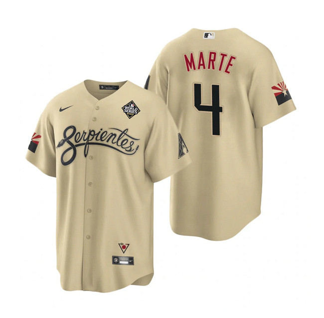 Ketel Marte 4 Arizona Diamondbacks 2023 World Series Gold MLB Jersey Men's