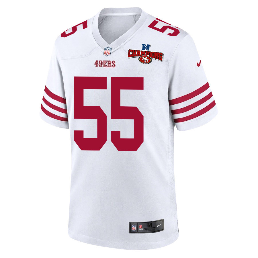 Jon Feliciano 55 San Francisco 49ers NFC Champions Patch Game White NFL Jersey Men's