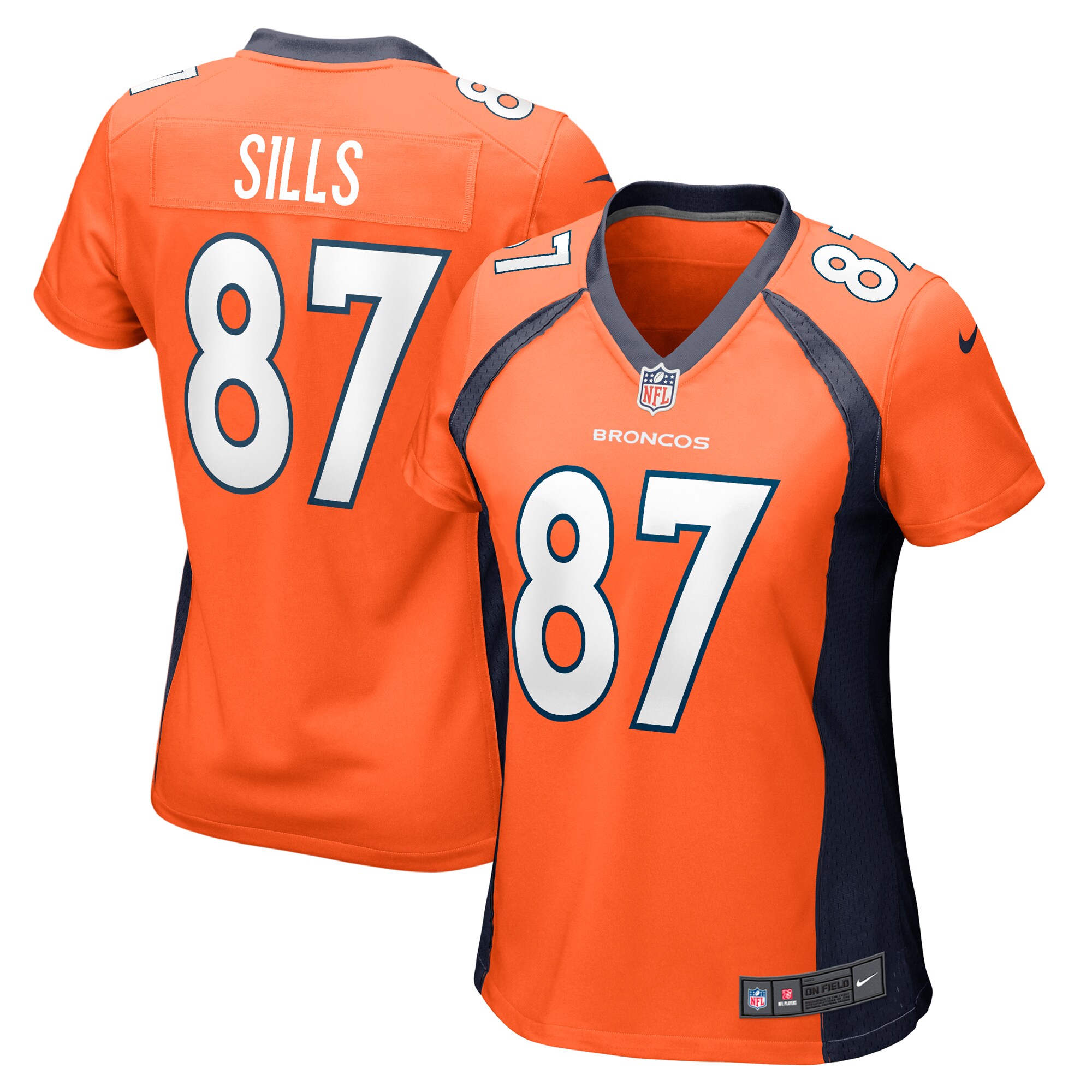 Denver Broncos David Sills Orange Team Game NFL Jersey Women's