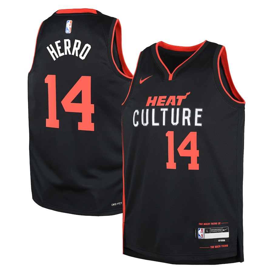 Tyler Herro 14 Miami Heat 2023/24 City Edition Swingma Black NBA Jersey Youth