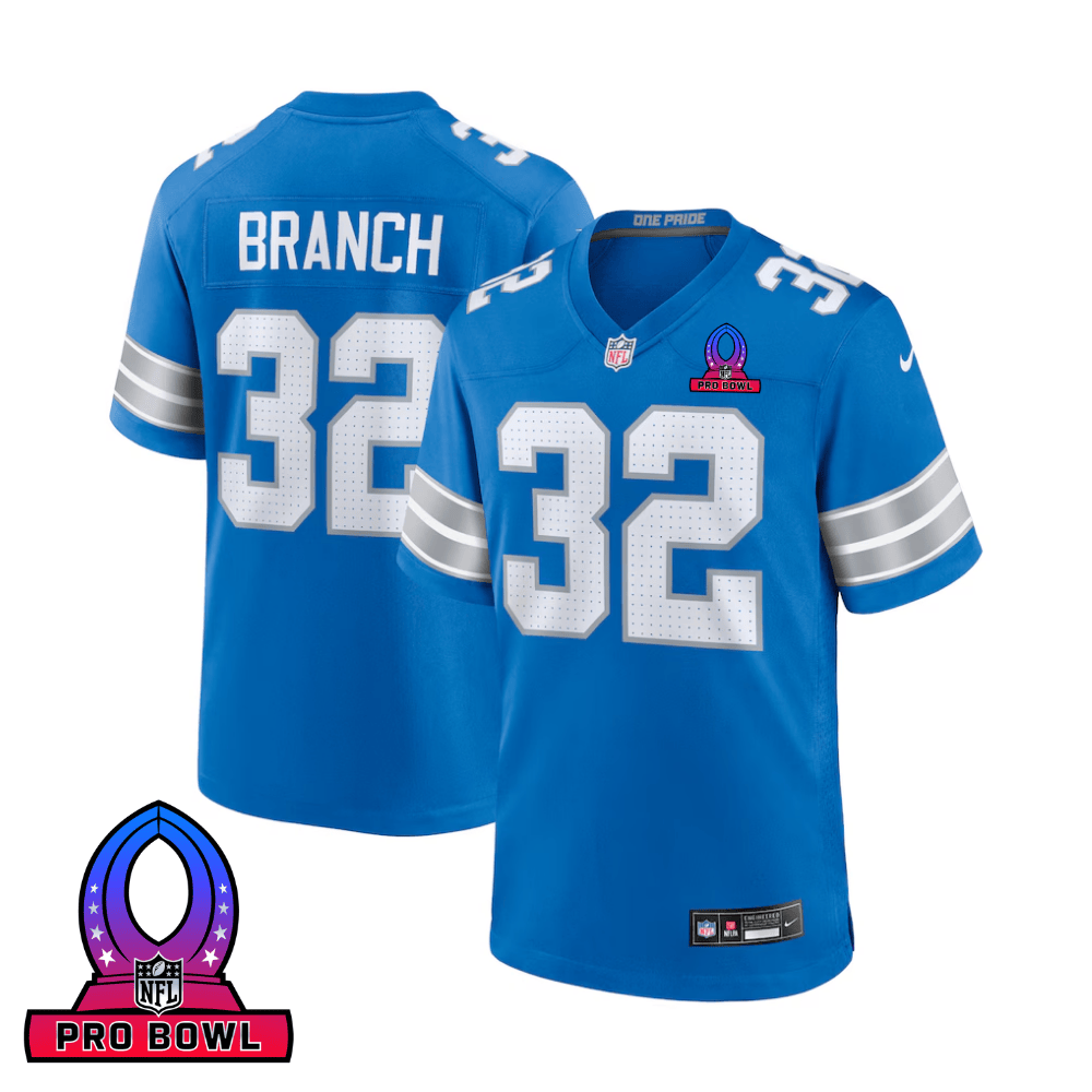 Brian Branch 32 Detroit Lions 2025 Pro Bowl Patch Game Blue NFL Jersey Men's