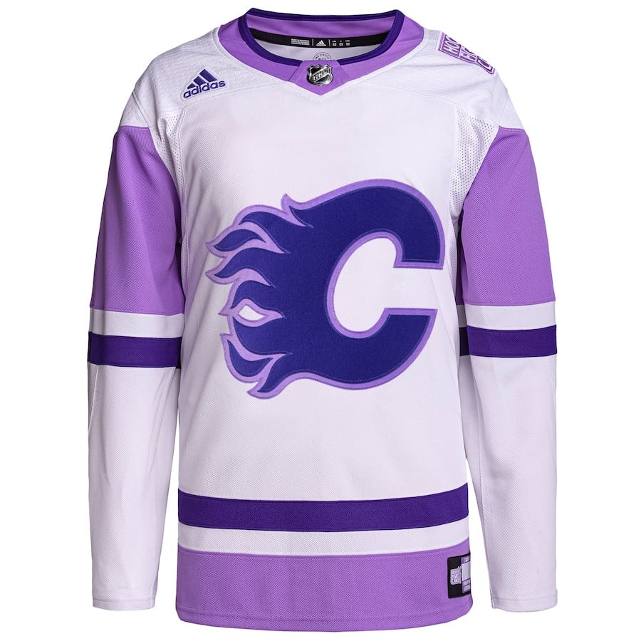 Calgary Flames Fights Cancer Primegreen White/Purple NHL Jersey Men's