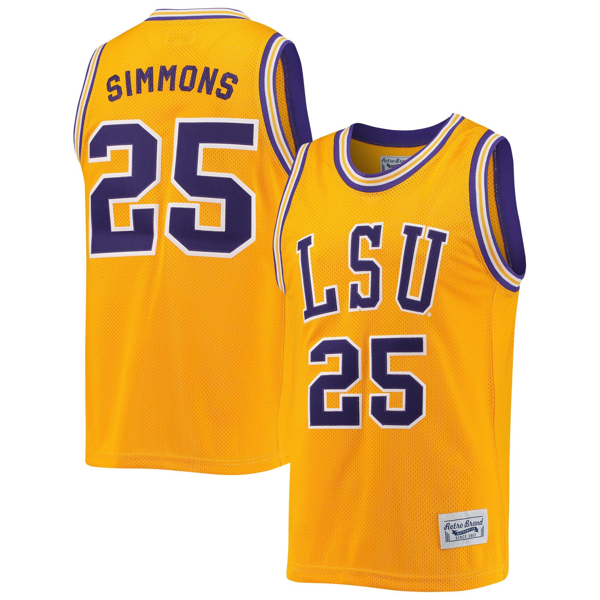 Ben Simmons #25 LSU Tigers Retro Classic Gold NCAA Jersey Men's
