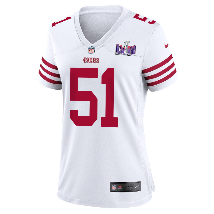 Robert Beal Jr. 51 San Francisco 49ers Super Bowl LVIII Patch Game White NFL Jersey Women's