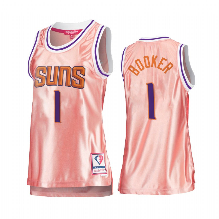 Phoenix Suns Devin Booker 1 Rose Gold Pink 75th Anniversary NBA Jersey Women's