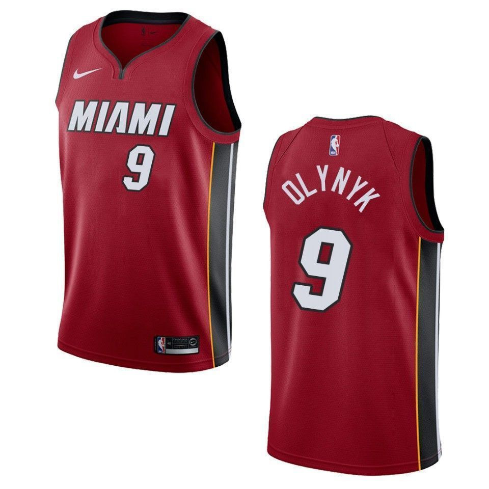 Miami Heat 9 Kelly Olynyk Statement Swingman Red NBA Jersey Men's