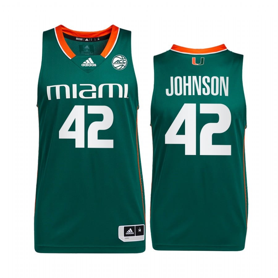 Miami Hurricanes Reggie Johnson 42 College Green Uniform NCAA Jersey Men's