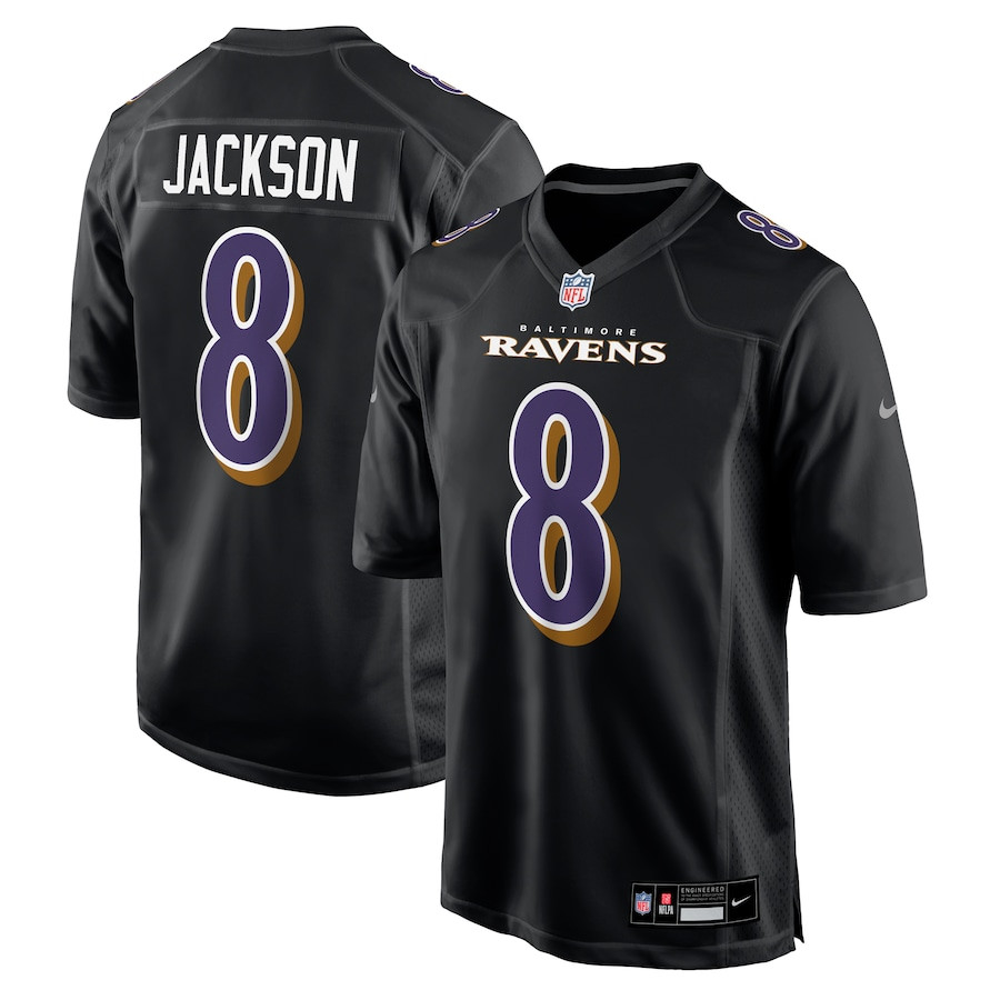 Lamar Jackson 8 Baltimore Ravens Fashion Game Black NFL Jersey Men's