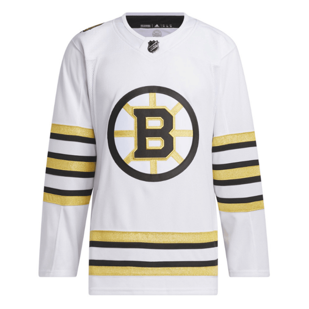 Boston Bruins 100th Anniversary Primegreen Away White NHL Jersey Men's