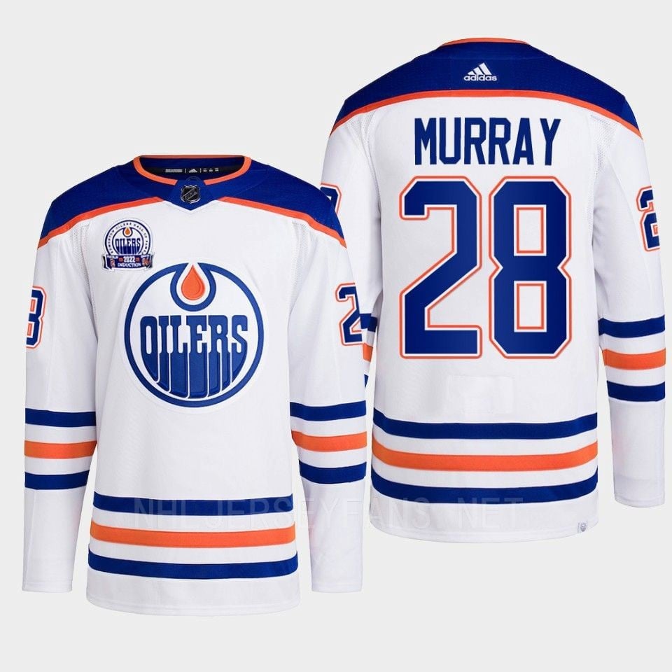 Ryan Murray 28 Edmonton Oilers White 2022 Lee Ryan Hall Of Fame Patch Away NHL Jersey Men's