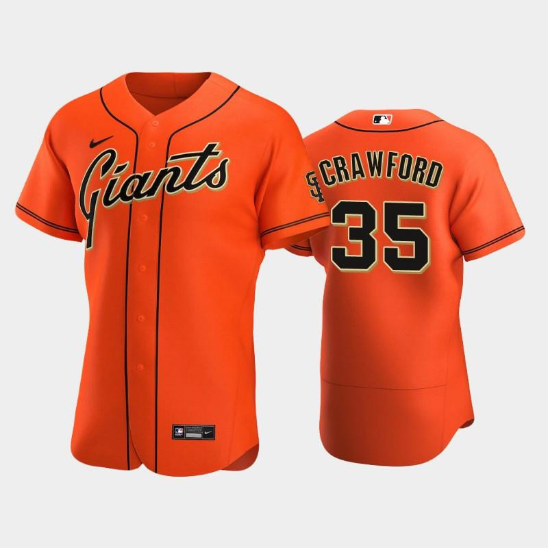 San Francisco Giants 35 Brandon Crawford Alternate Orange MLB Jersey Men's