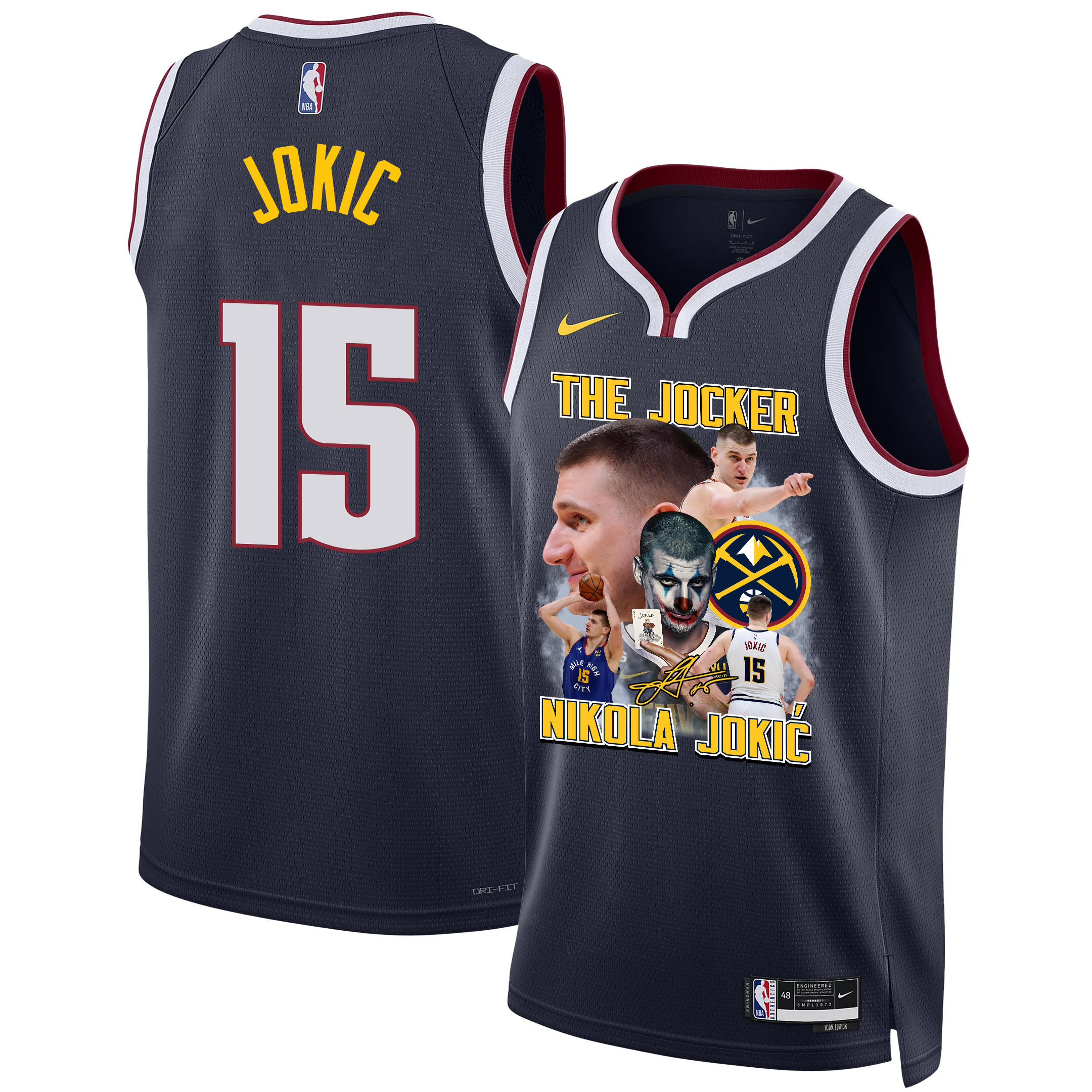 Nikola Jokic 15 Denver Nuggets Joker's Magic 2023 Champions Swingman Black NBA Jersey Men's