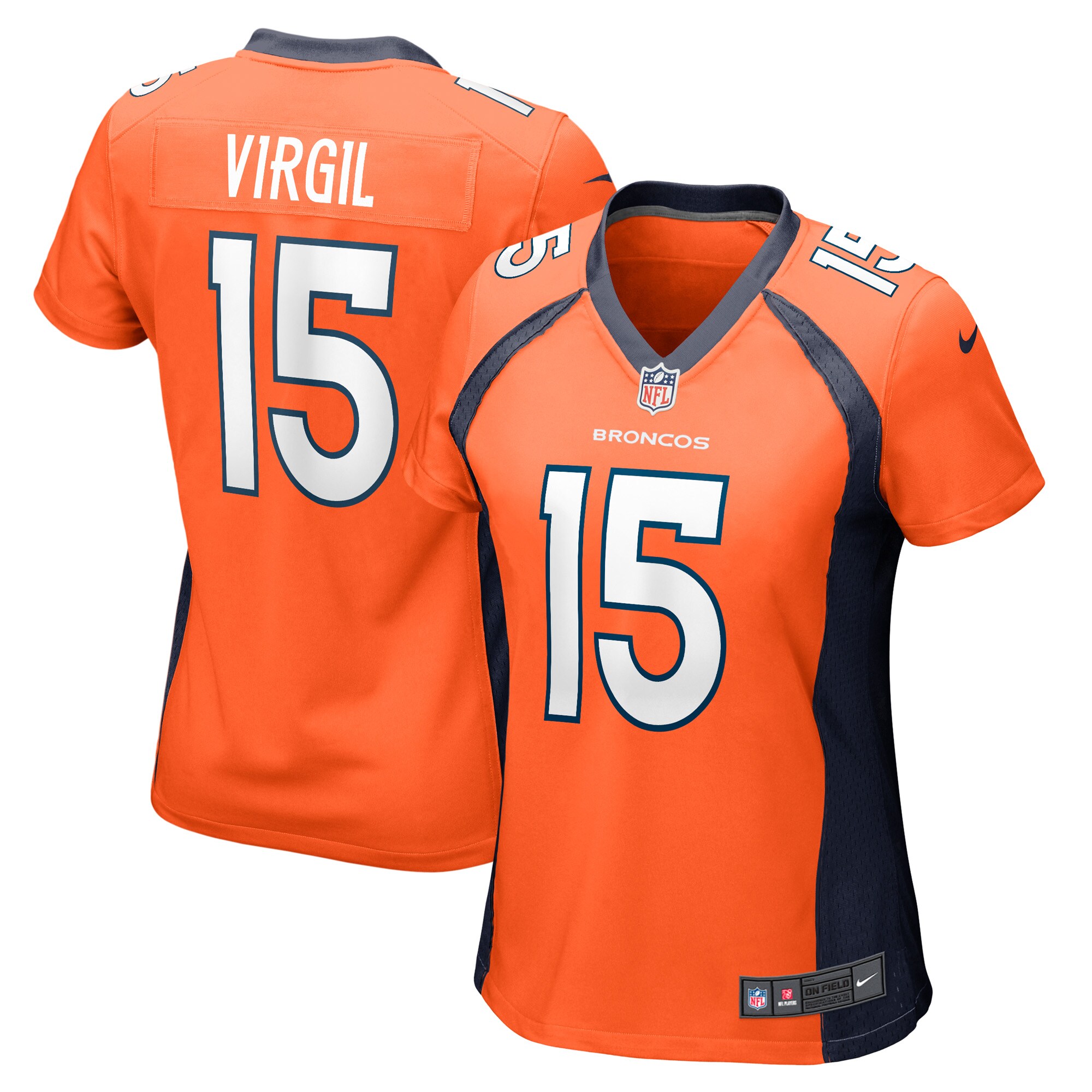Denver Broncos Jalen Virgil Orange Game Player NFL Jersey Women's