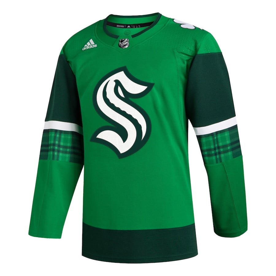 Seattle Kraken 2023 St. Patrick's Day Primegreen Kelly Green NHL Jersey Men's