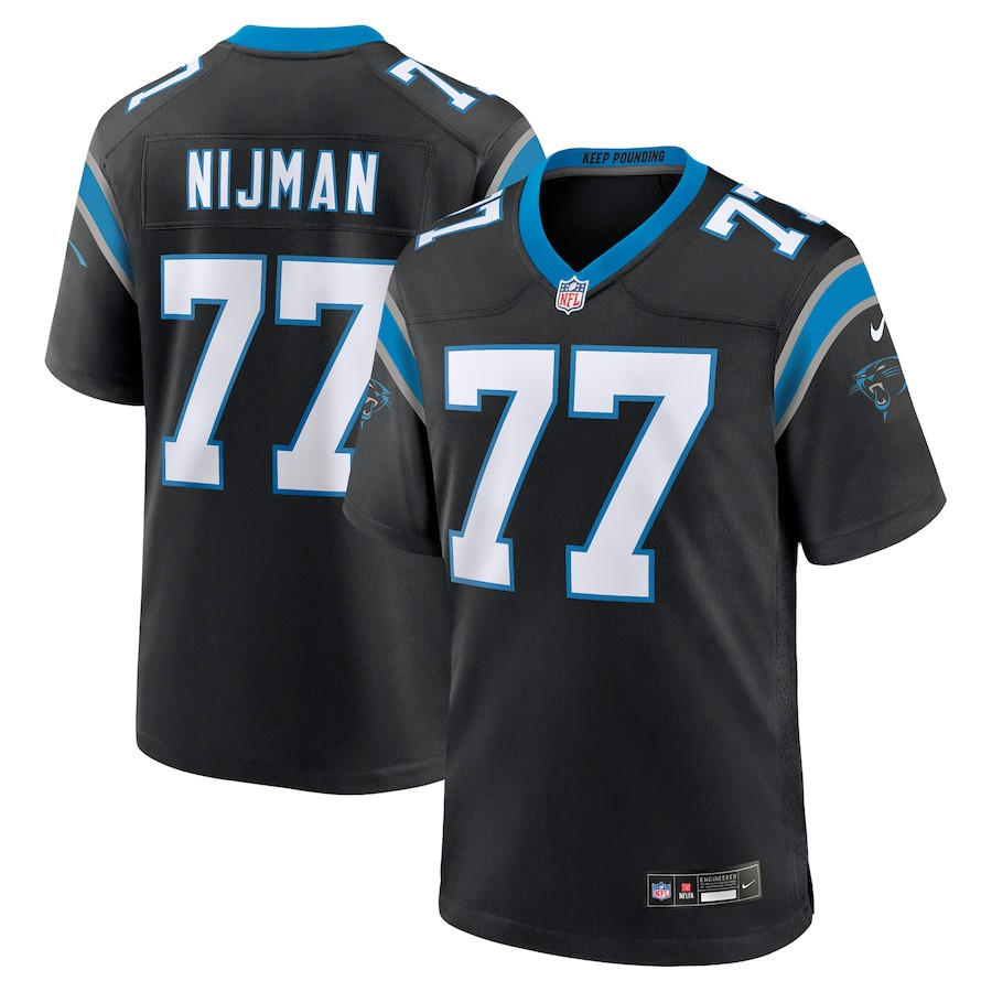 Yosh Nijman 77 Carolina Panthers Game Black NFL Jersey Men's