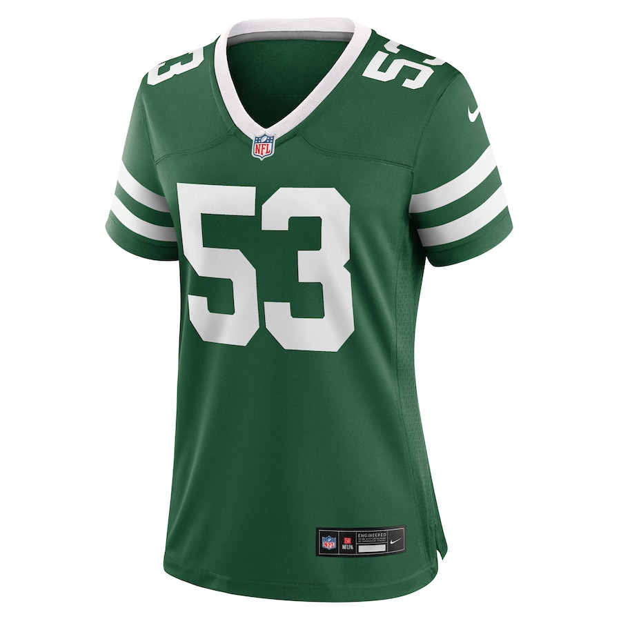 Zaire Barnes 53 New York Jets Team Game Legacy Green NFL Jersey Women's