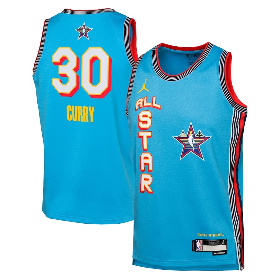 Stephen Curry 30 All Star Swingman Tea Light Blue NBA Jersey Youth