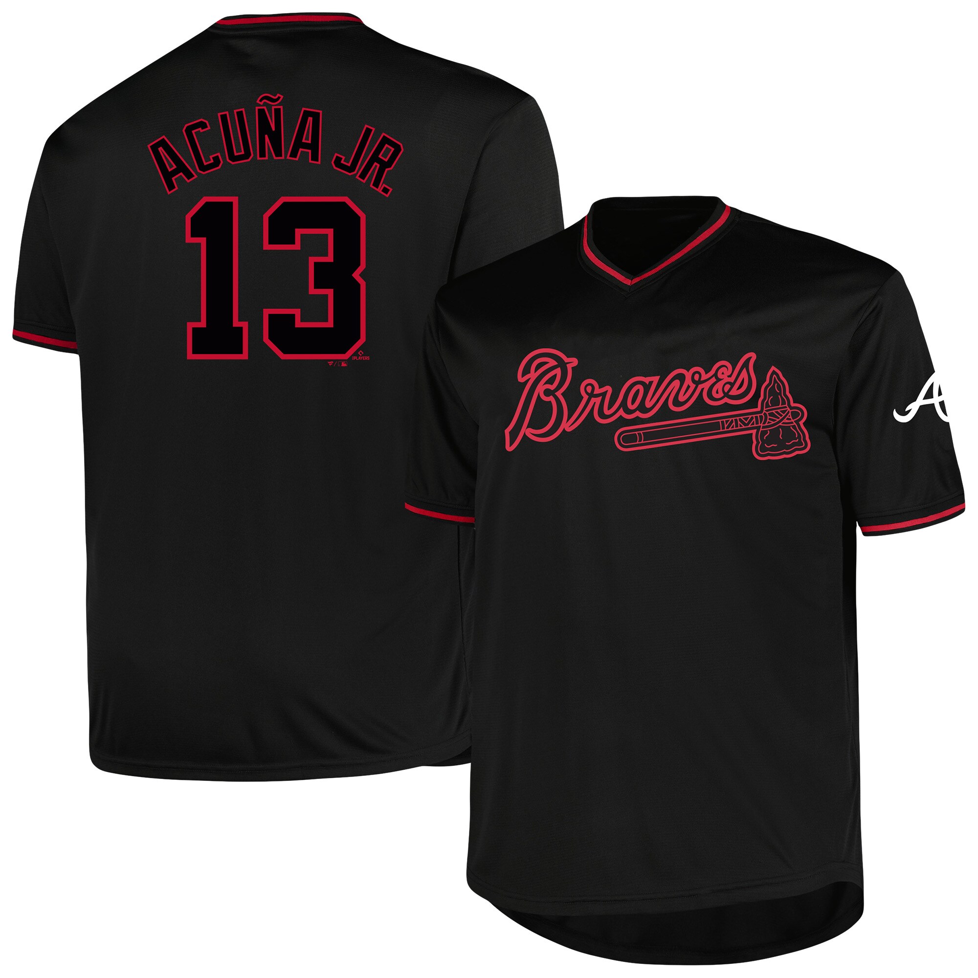 Atlanta Braves Ronald Acu?a Jr. Profile Black Big Tall Pop Fashion Player MLB Jersey Men's