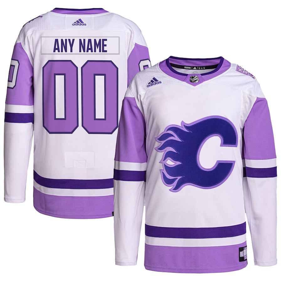 Calgary Flames Fights Cancer Primegreen Custom White/Purple NHL Jersey Men's