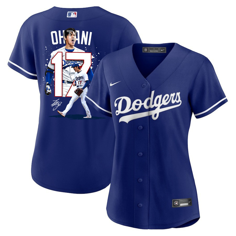 Shohei Ohtani 17 Los Angeles Dodgers Signed Number 2023 Alternate Royal MLB Jersey Women's