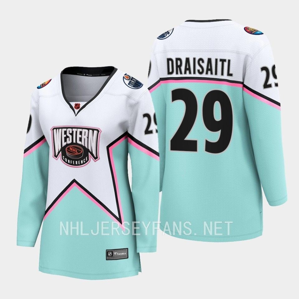 Leon Draisaitl 29 Edmonton Oilers 2023 All Star Game White Equipment NHL Jersey Men's