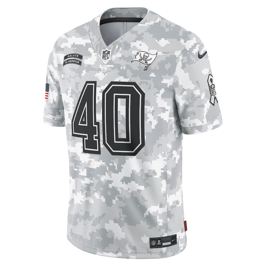Mike Alstott 40 Tampa Bay Buccaneers 2024 Salute to Service Retired Player Limited Arctic Camo NFL Jersey Men's