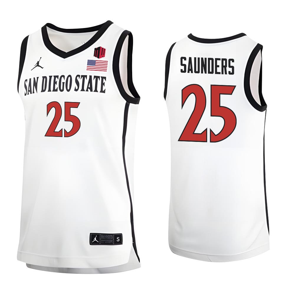 Elijah Saunders 25 San Diego State Aztecs 2023 MW Logo- Me White NCAA Jersey Men's