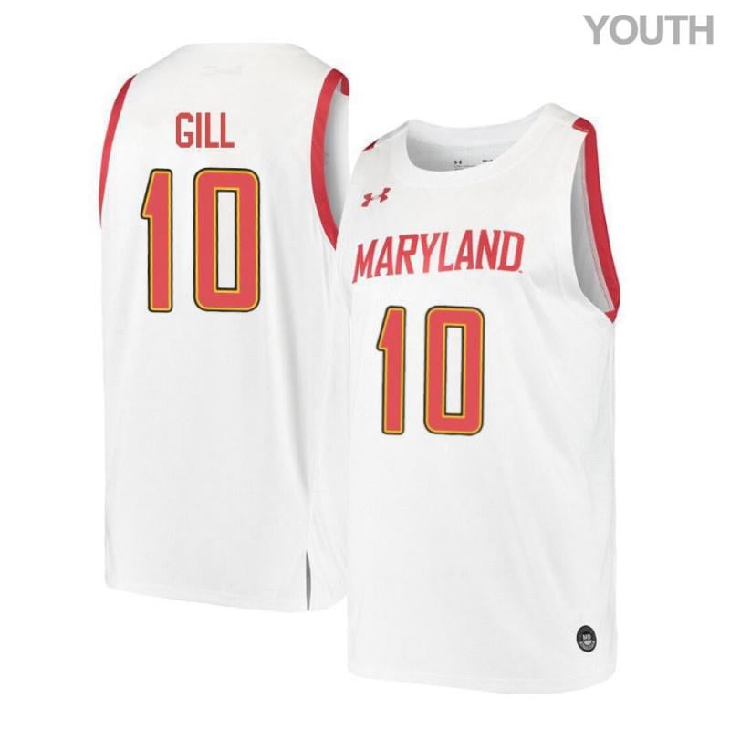 Under Armour 10 LG Gil White Retro Maryland Terrapins NCAA Jersey Youth