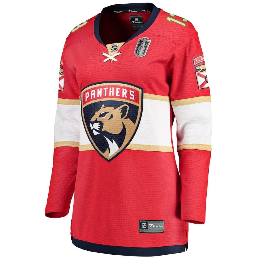 Sam Reinhart 13 Florida Panthers 2024 Stanley Cup Final Home Breakaway Player Red, Women NHL Jersey Women's
