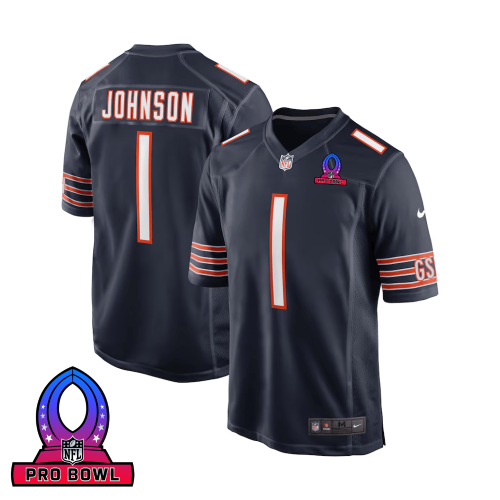 Jaylon Johnson 1 Chicago Bears 2025 Pro Bowl Patch Game Navy NFL Jersey Men's