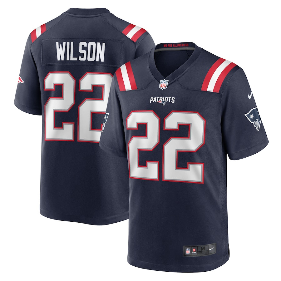Marco Wilson 22 New England Patriots Team Game Navy NFL Jersey Men's