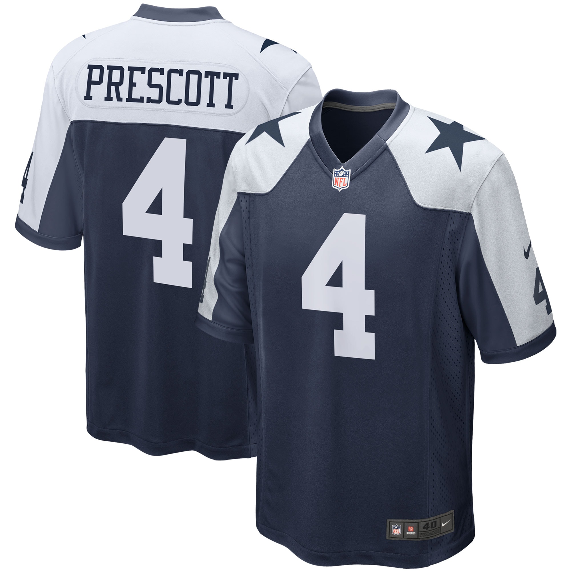Dallas Cowboys Dak Prescott Navy Alternate Game Team NFL Jersey Men's