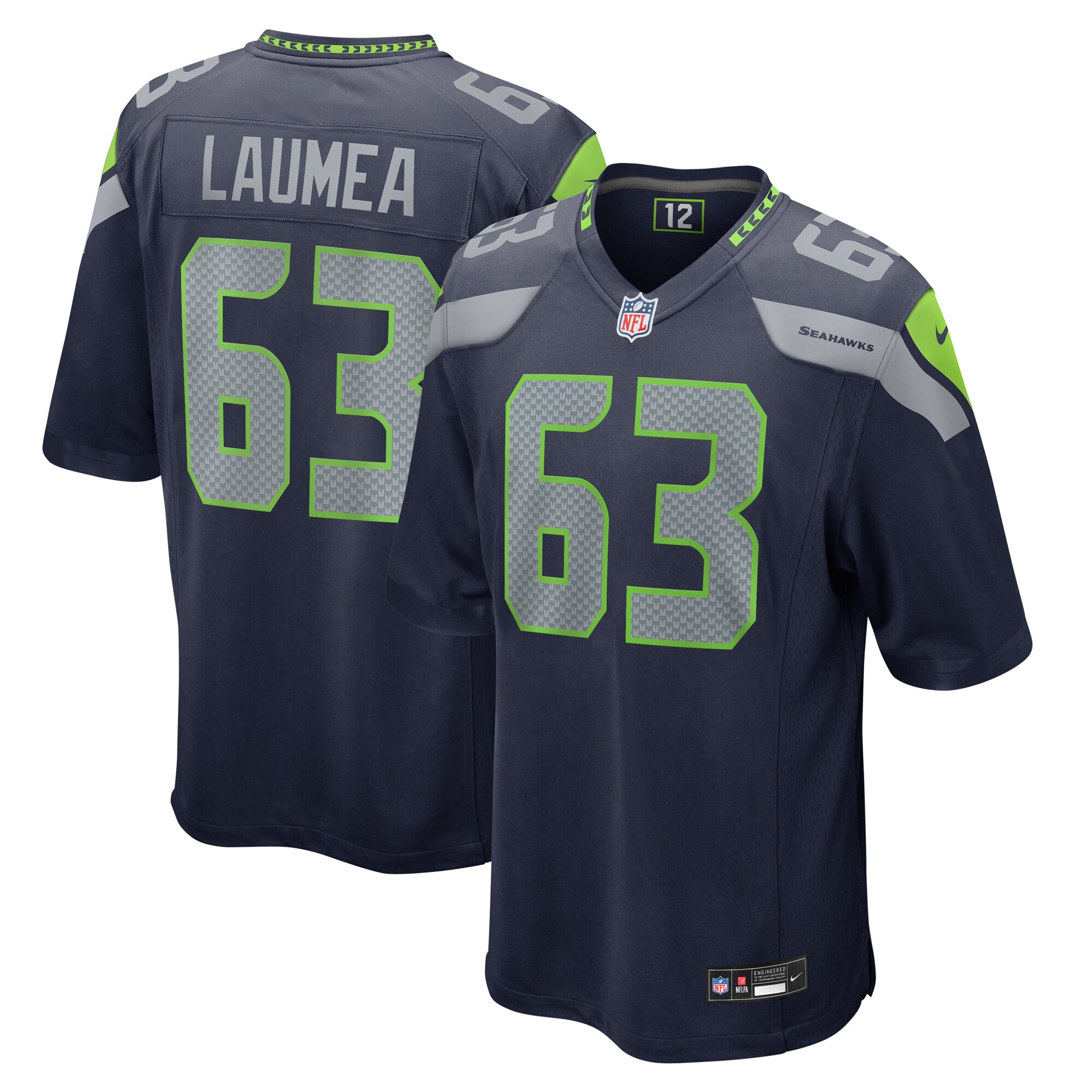 Seattle Seahawks Sataoa Laumea College Navy Game NFL Jersey Men's
