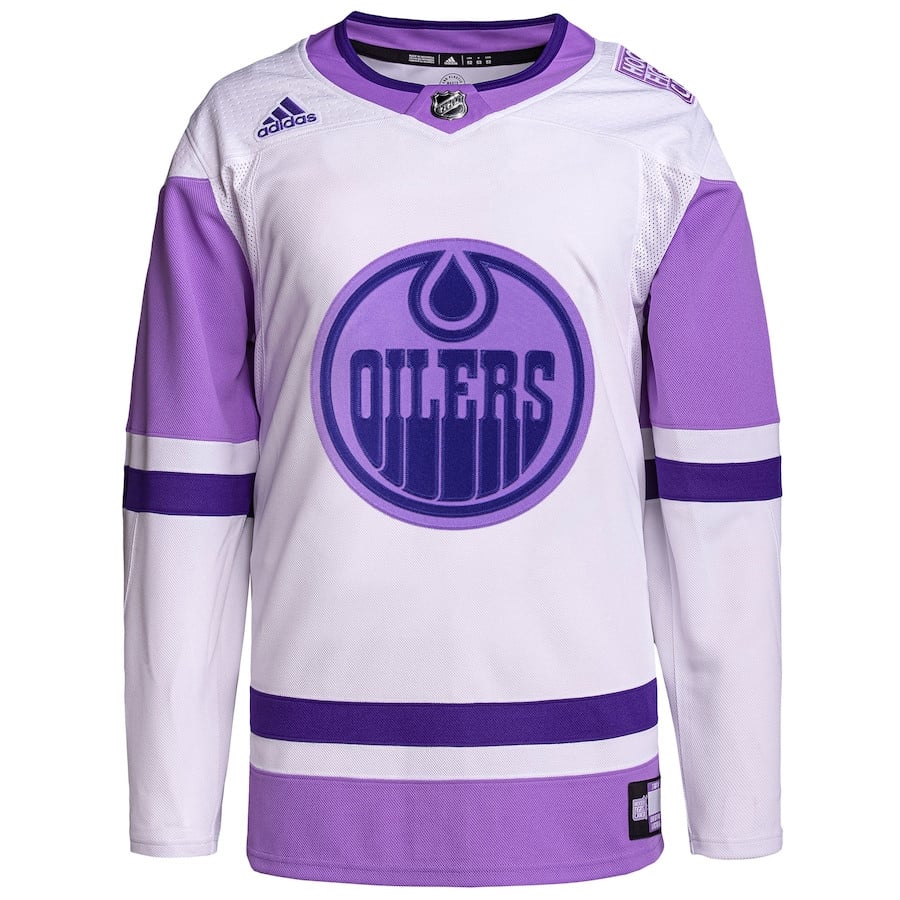 Edmonton Oilers Fights Cancer Primegreen White/Purple NHL Jersey Men's