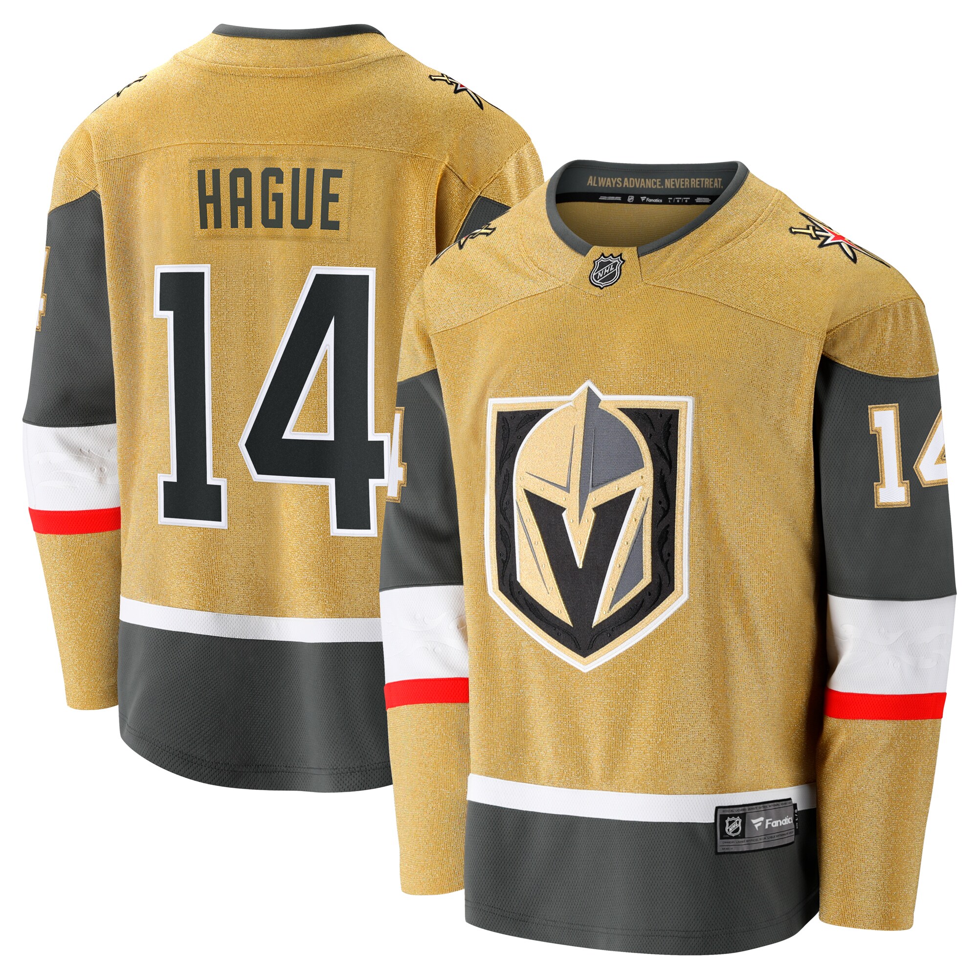 Vegas Golden Knights Nicolas Hague Gold Home Premier Breakaway Player NHL Jersey Men's