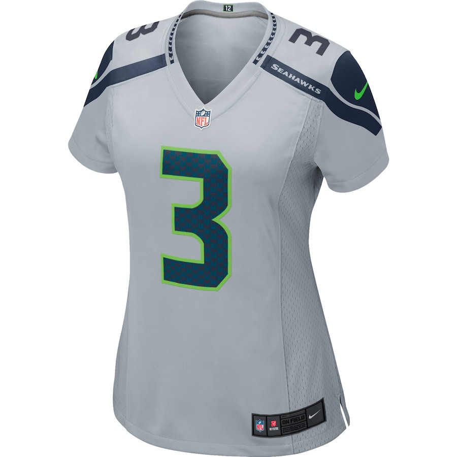 Russell Wilson 3 Seattle Seahawks Game Gray NFL Jersey Women's