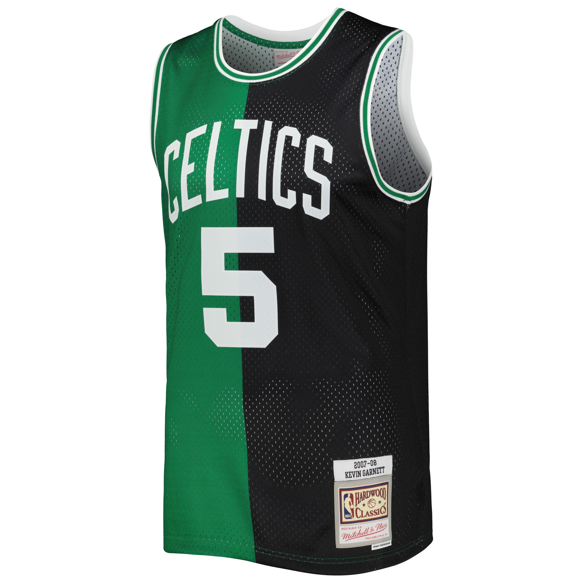 Mitchell Ness Kevin Garnett Black/Kelly Green Boston Celtics Hardwood Classics 2007/08 Split Swingman NBA Jersey Men's