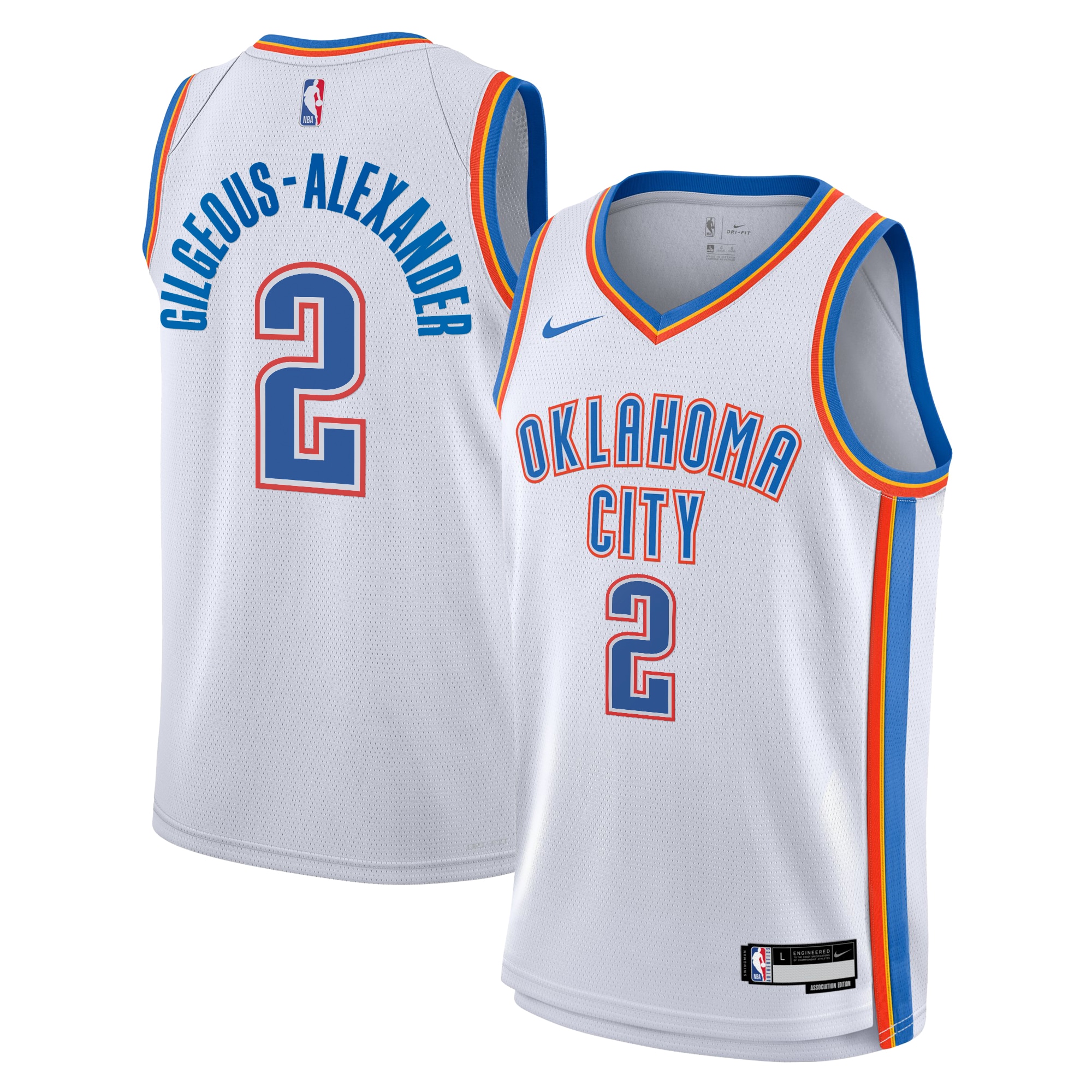 Oklahoma City Thunder Association Edition Swingman White Shai Gilgeous-Alexande NBA Jersey Youth