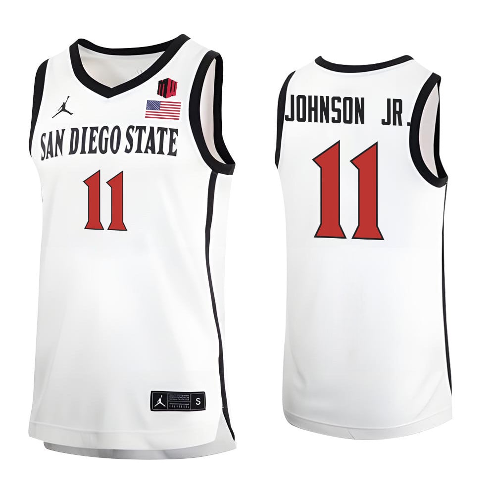 Demarshay Johnson Jr. 11 San Diego State Aztecs 2023 MW Logo- Me White NCAA Jersey Men's