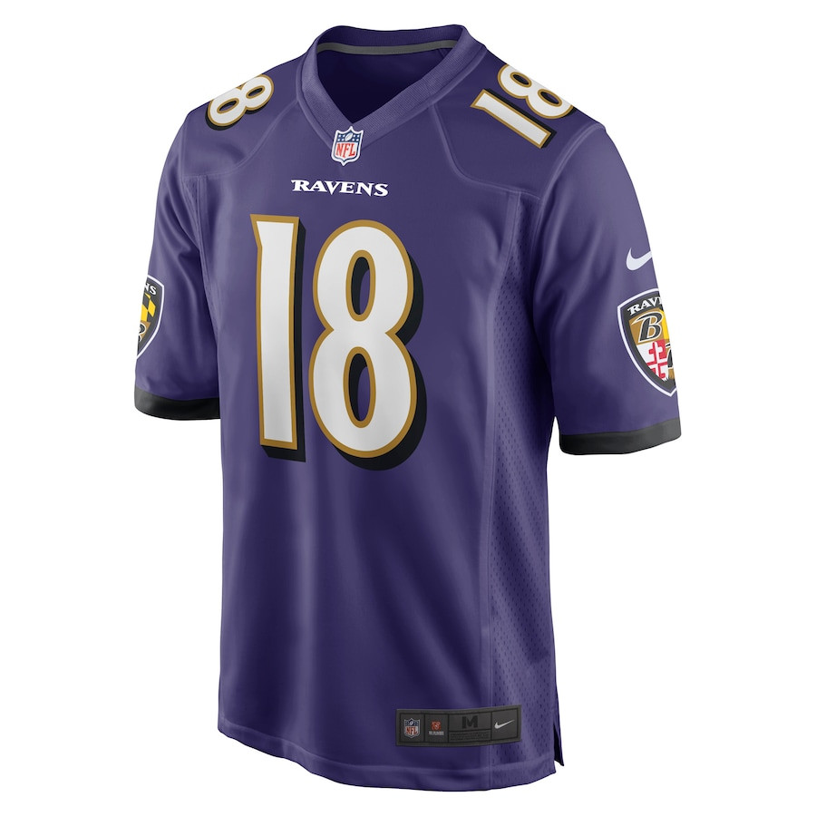 Diontae Johnson 18 Baltimore Ravens Player Game Purple NFL Jersey Men's