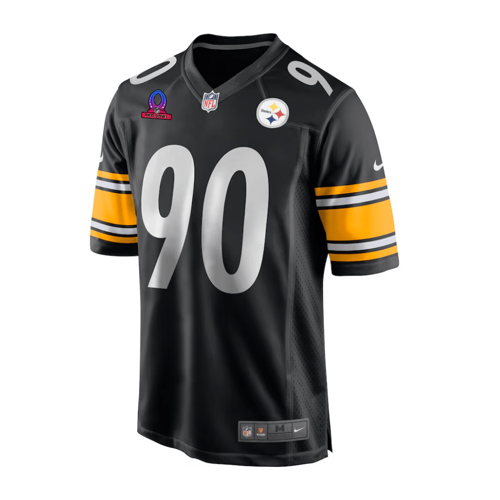 T.J. Watt 90 Pittsburgh Steelers 2025 Pro Bowl Patch Game Black NFL Jersey Men's