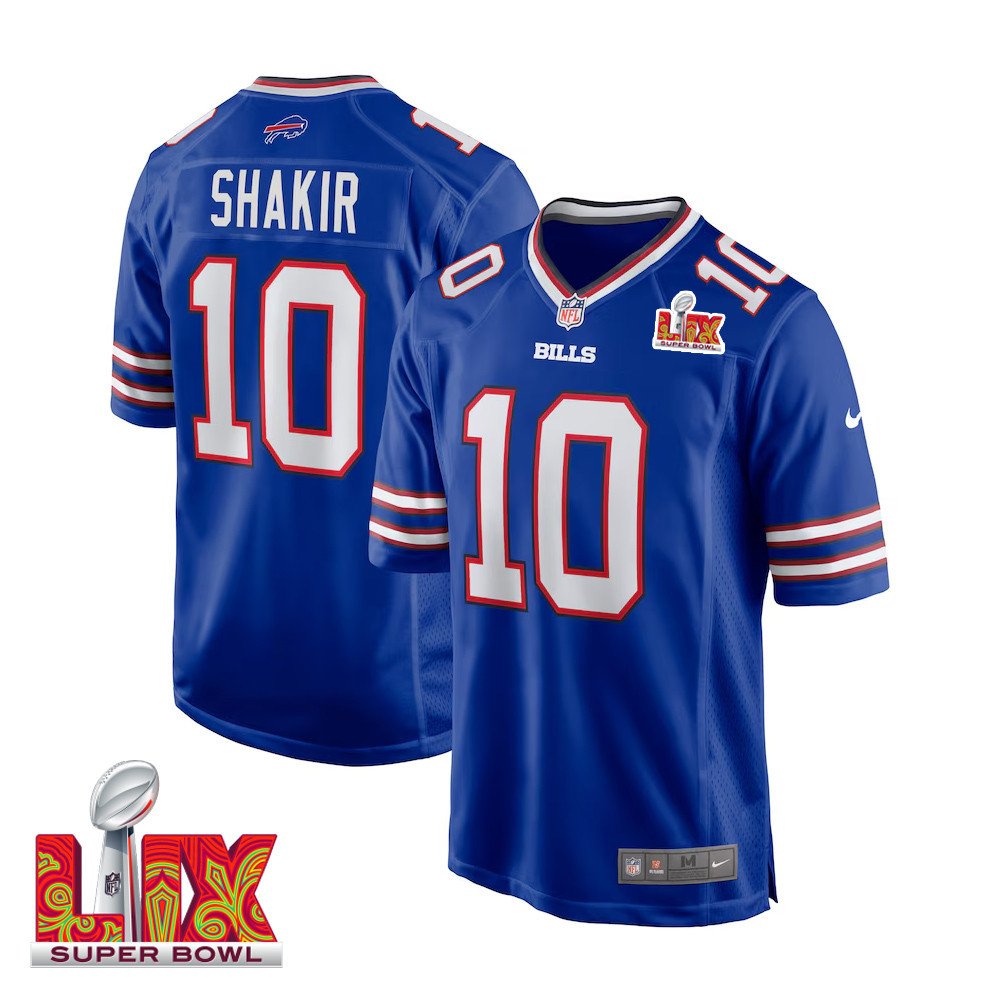 Khalil Shakir #10 Buffalo Bills Super Bowl LIX Royal NFL Jersey Men's