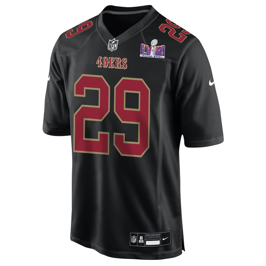 Talanoa Hufanga 29 San Francisco 49ers Super Bowl LVIII Patch Fashion Game Carbon Black NFL Jersey Men's