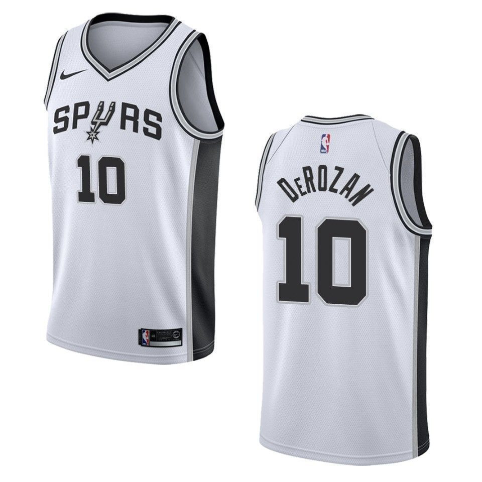San Antonio Spurs 10 Demar Derozan Association Swingman White NBA Jersey Men's