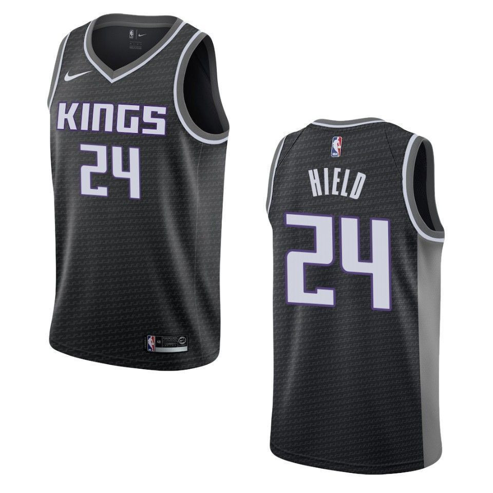 Sacramento Kings 24 Buddy Hield Statement Swingman Black NBA Jersey Men's