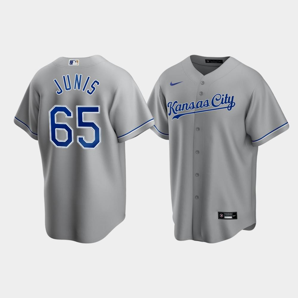 Kansas City Royals Jakob Junis 65 Gray Road MLB Jersey Men's