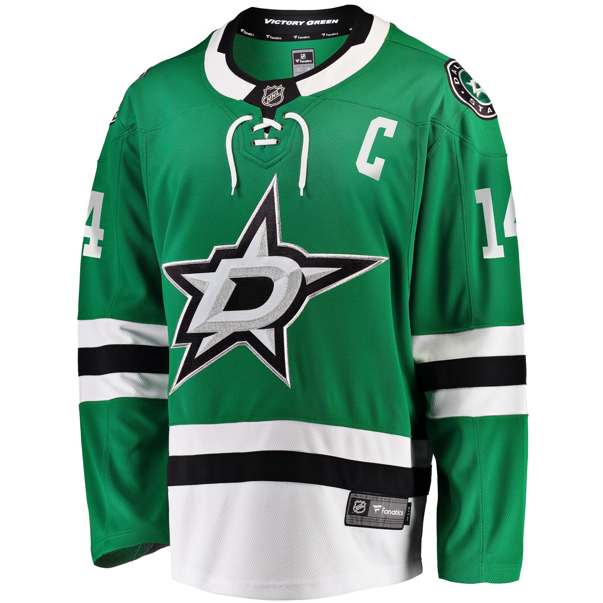 Dallas Stars Jamie Benn Kelly Green Captain Patch Home Breakaway NHL Jersey Men's
