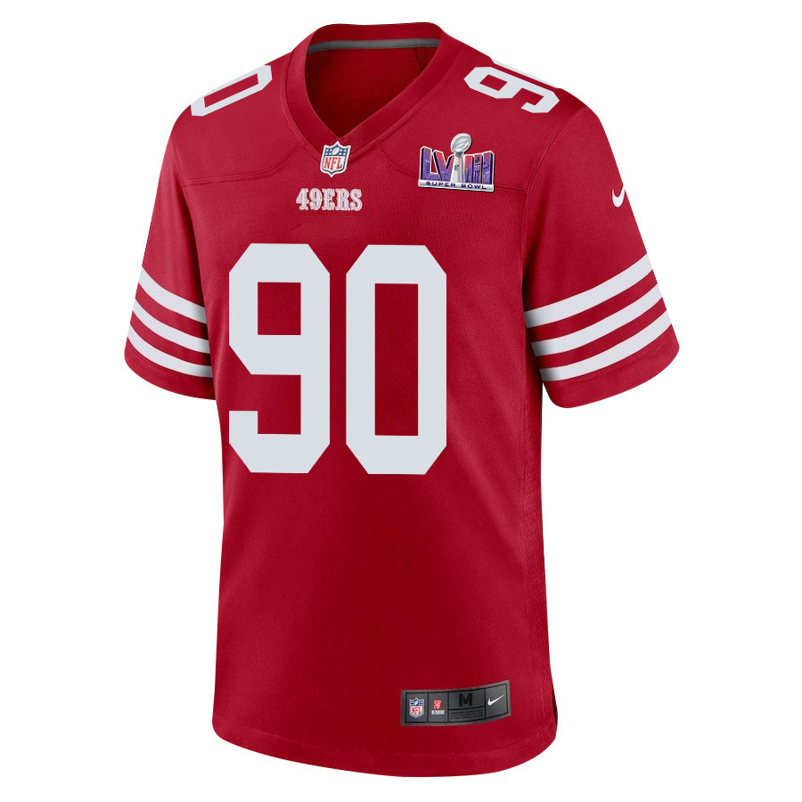 Kevin Givens 90 San Francisco 49ers Super Bowl LVIII Patch Game Scarlet NFL Jersey Men's