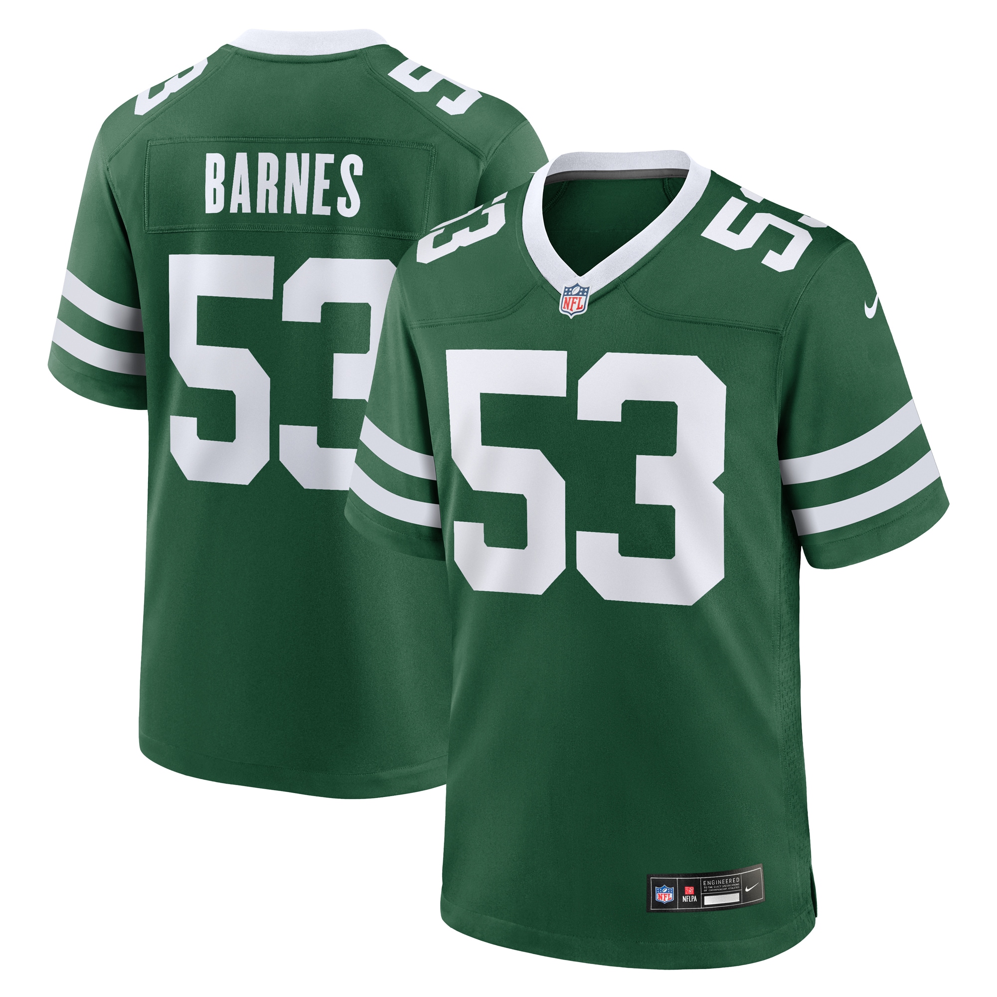 New York Jets Zaire Barnes Legacy Green Team Game NFL Jersey Men's