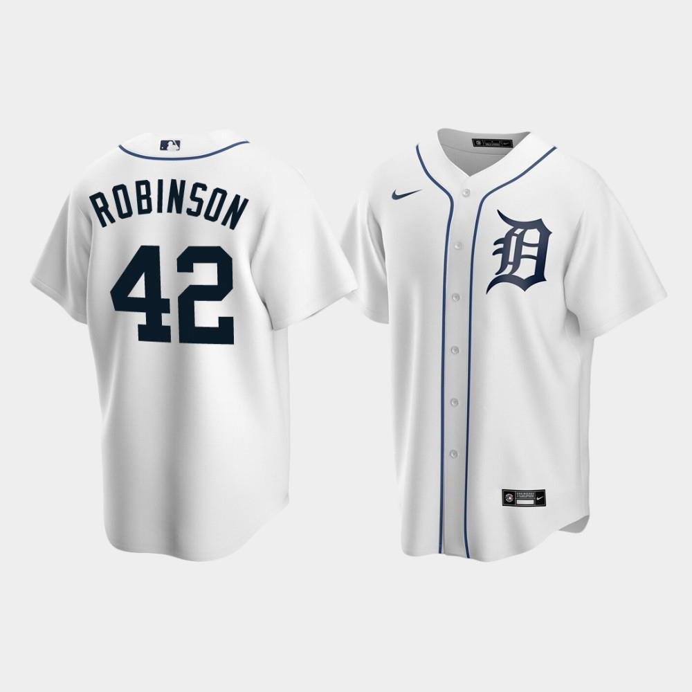 Detroit Tigers 42 Jackie Robinson White Home MLB Jersey Men's
